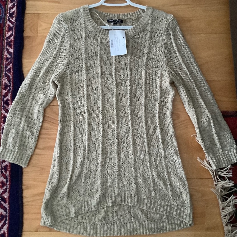 Cable & Guage Tunic Sweater Tan Beige SZ S NWT!